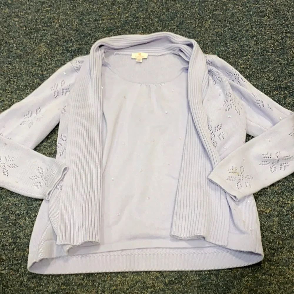 Quaker Factory Lavender Sequenced Cardigan sz. XL